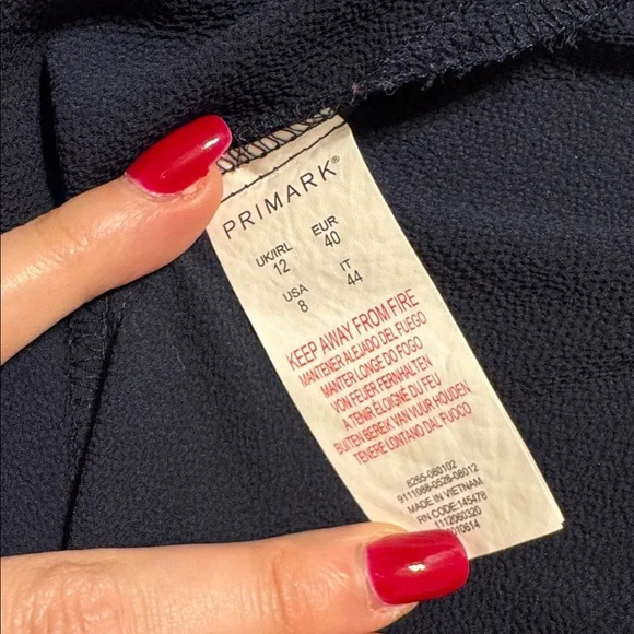 Navy Preppy Style Blouse / Attached Pin Stripe Sleeves & Collar - Picture 7 of 11